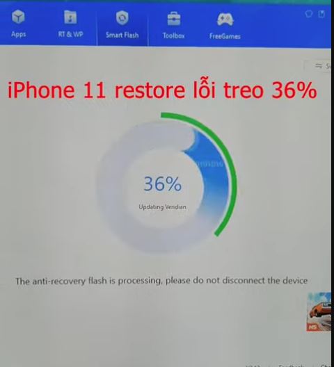 Restore Iphone 11 lỗi updating rose treo ở 36% và cách giải quyết